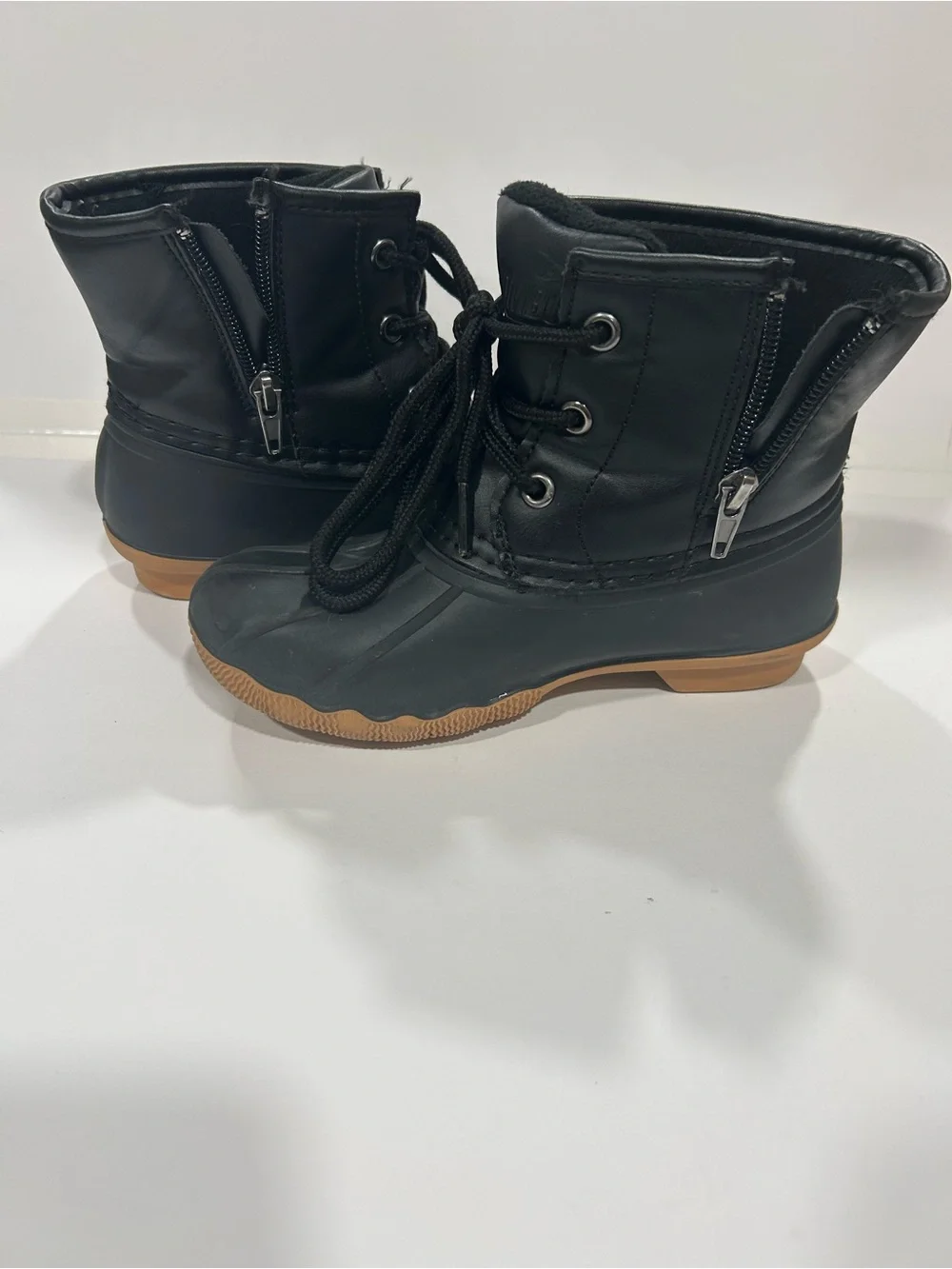 Girls size 13 Black Fleece Lined Winter Duck Boots